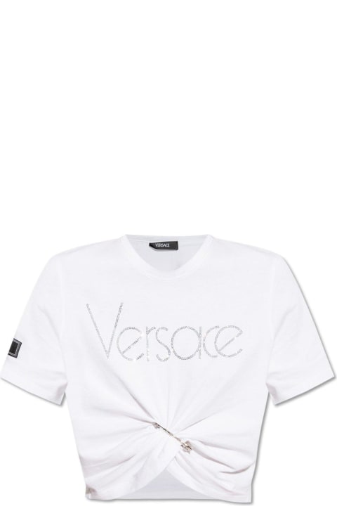 Clothing Sale for Women Versace Logo-embellished Crewneck Cropped T-shirt