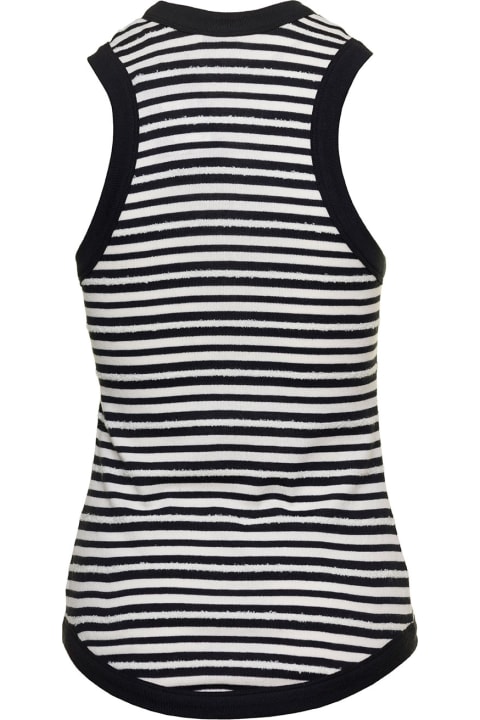 Saint Laurent for Women Saint Laurent Striped Cassandre Tank Top With Embroidered Logo In Black And White Cotton Woman