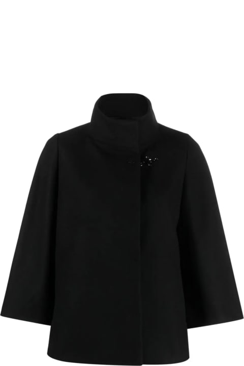 Fay for Women Fay Black Wool Blend Fabric Cape