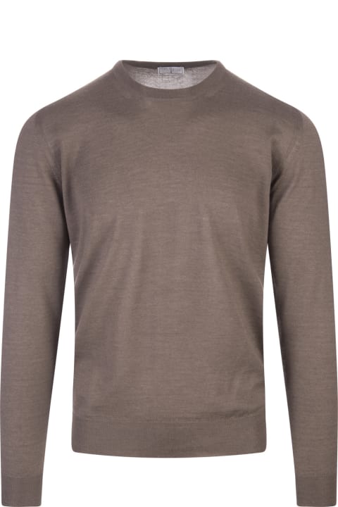 Fedeli for Men Fedeli Taupe Round Neck Pullover In Cashmere And Silk