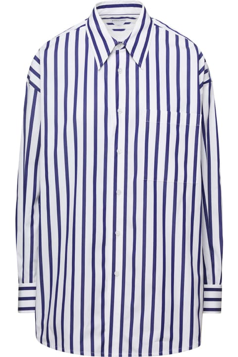 Blue And White Striped Shirt In Cotton Woman