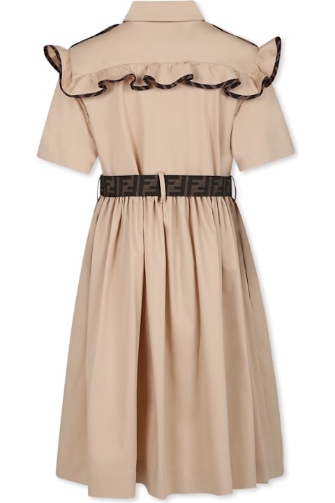 Fendi فساتين لـ بنات Fendi Beige Dress For Girl With Ff