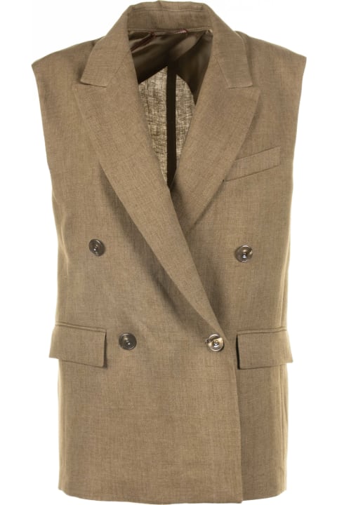 Coats & Jackets for Women Max Mara Studio Double-breasted Linen Vest