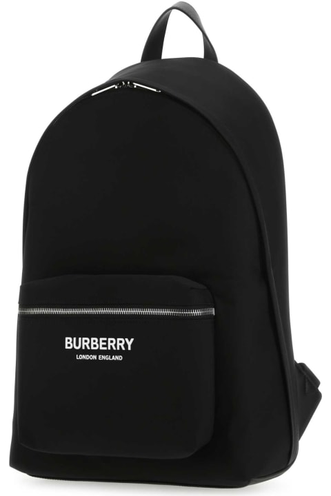 Bags for Men Burberry Black Econyl And Leather Backpack