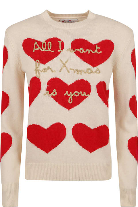 MC2 Saint Barth Women MC2 Saint Barth Heart Motif Embroidered Trim Sweater