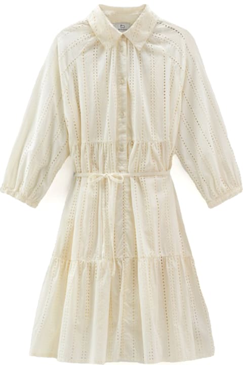 Woolrich for Women Woolrich White Sangallo Long-sleeved Dress
