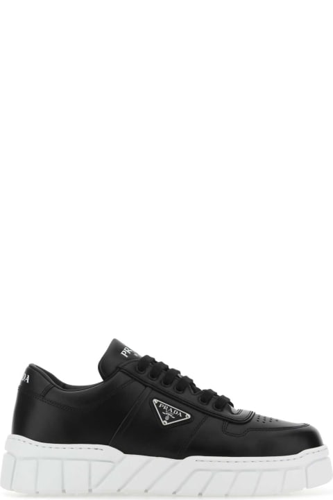 Shoes for Women Prada Black Leather Sneakers