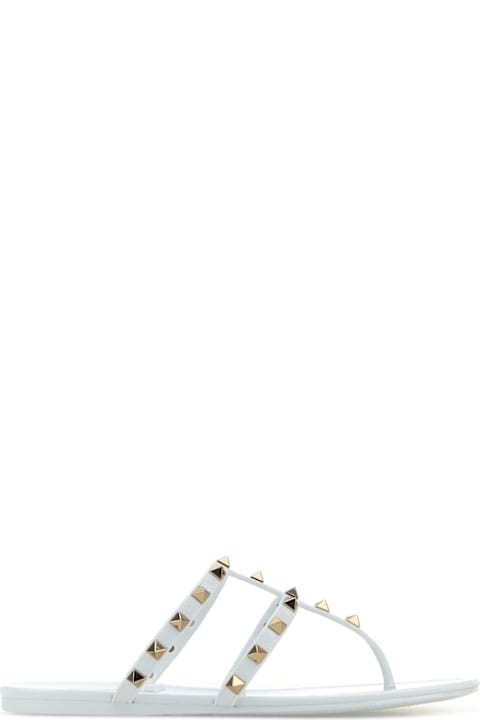 أحذية لـ السيدات Valentino Garavani White Pvc Rockstud Thong Slippers