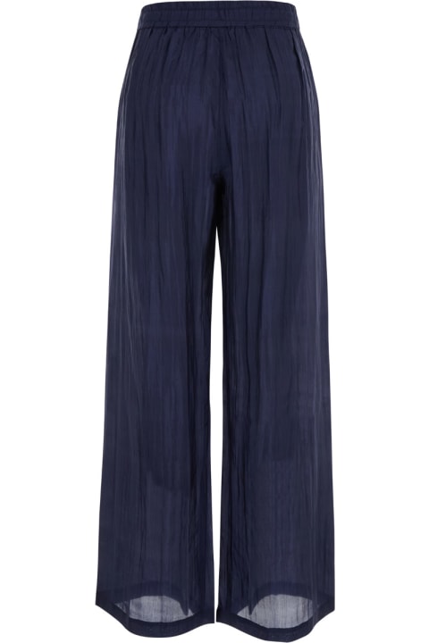 The Rose Ibiza Pants & Shorts for Women The Rose Ibiza Blue Palazzo Pants With Drawstring In Silk Woman