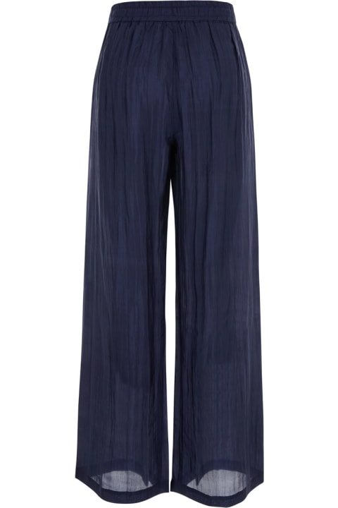 The Rose Ibiza Clothing for Women The Rose Ibiza Blue Palazzo Pants With Drawstring In Silk Woman