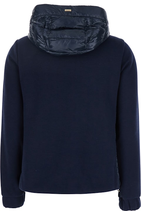 Herno Clothing for Women Herno Blue Sweatshirt With Fixed Drawstring Hood In Tech Fabric Woman