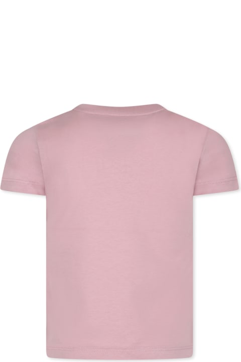 Fashion for Women Moncler Pink T-shirt For Girl With Logo