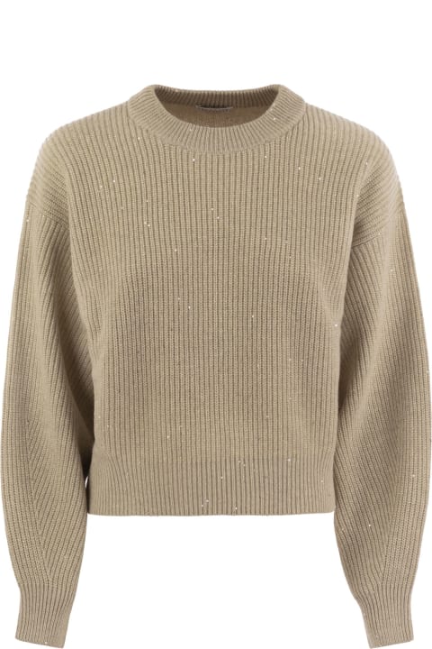 Brunello Cucinelli Sweaters for Women Brunello Cucinelli Dazzling Ribbed Sweater In Cashmere And Wool
