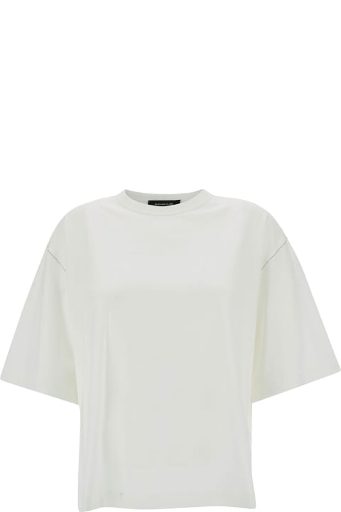 Fabiana Filippi Topwear for Women Fabiana Filippi Oversized White Crewneck T-shirt In Cotton Woman
