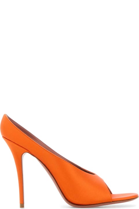Amina Muaddi for Women Amina Muaddi Orange Satin Anok 105 Mules