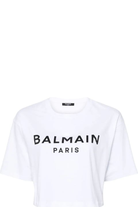 Topwear for Women Balmain Printed Cropped T-shirt