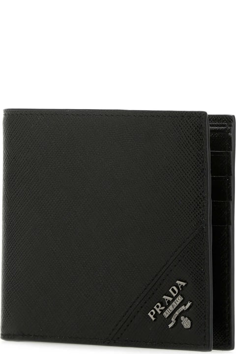 Wallets for Men Prada Black Leather Wallet