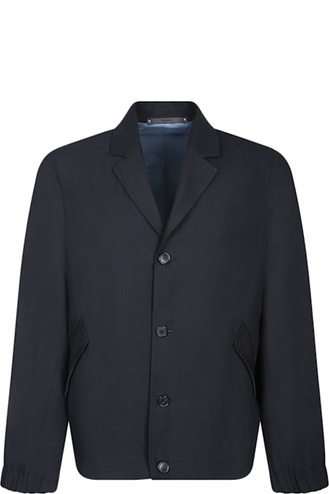 Paul Smith Shirts for Men Paul Smith Blue Linen Revere Overshirt