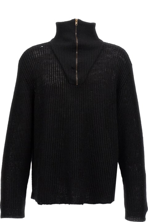 Maison Margiela Sweaters for Men Maison Margiela Distressed Half Zip Sweater