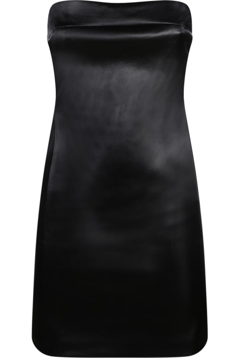 Fashion for Women Alice + Olivia Black Vegan Leather Bustier Mini Dress By Alice + Olivia