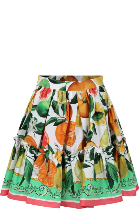 Bottoms for Girls Dolce & Gabbana Multicolor Skirt For Girl With All-over Fruits