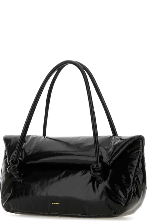 ウィメンズ Jil Sanderのトートバッグ Jil Sander Black Leather Medium Knot Handle Handbag