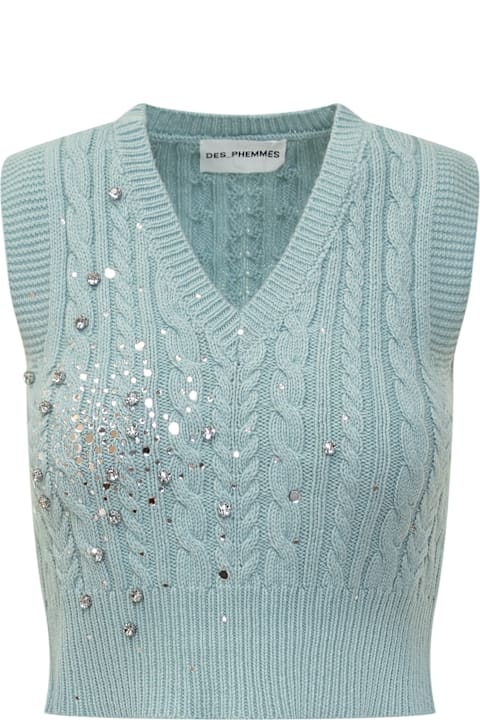 Des Phemmes Clothing for Women Des Phemmes Knit Top With Rhinestones