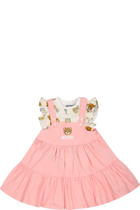 Moschino for Kids Moschino Multicolor Suit For Baby Girl With Teddy Bear And Logo