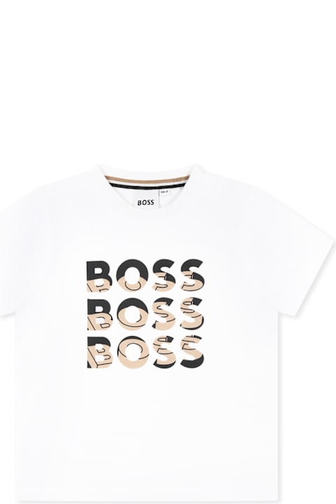 Fashion for Baby Girls Hugo Boss White T-shirt For Baby Boy With Logo