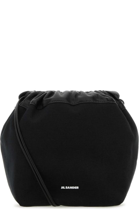 Jil Sander Shoulder Bags for Women Jil Sander Black Canvas Small Dumpling Bucket Bag