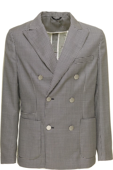 Tonello Man's Double-breasted Houndstooth Wool  Jacket