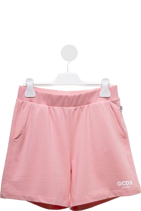 Gds Girl's Pink Cotton Shorts With Logo
