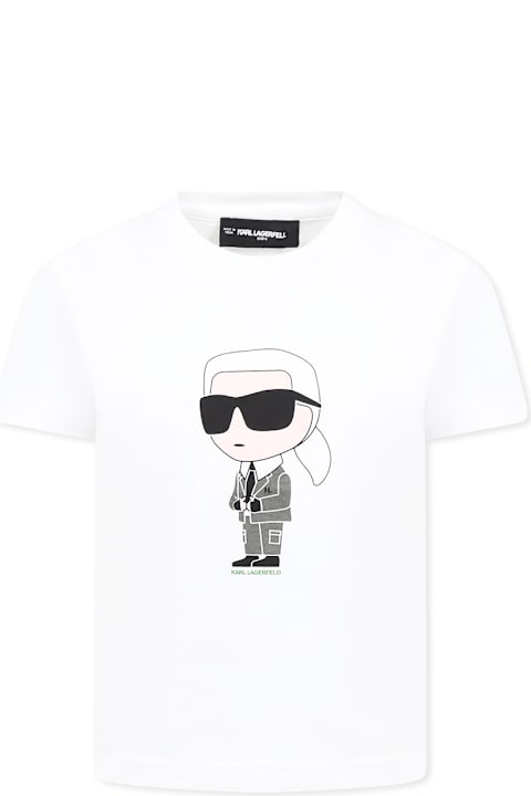 Karl Lagerfeld Kids for Men Karl Lagerfeld Kids White T-shirt For Girl With Karl