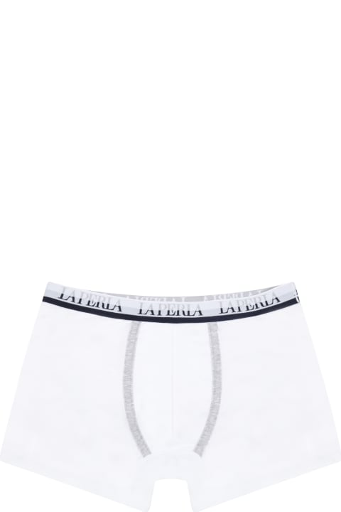 La Perla Underwear for Boys La Perla White Boxer For Boy With Logos