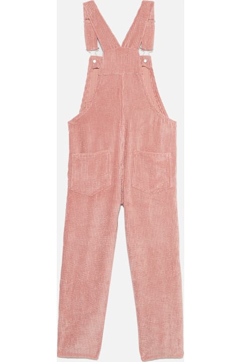 Homeware MC2 Saint Barth Girl Pink Corduroy Salopette With St. Barth Embroidery