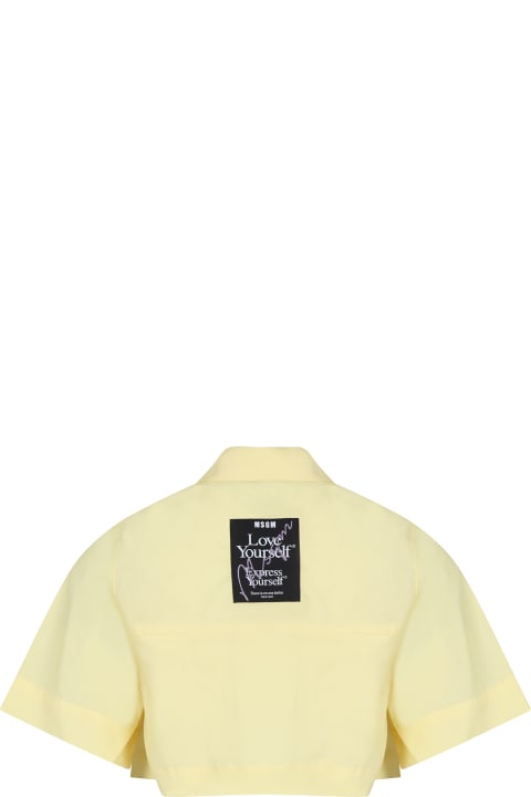 MSGM for Kids MSGM Yellow Crop Shirt For Girl With Logo