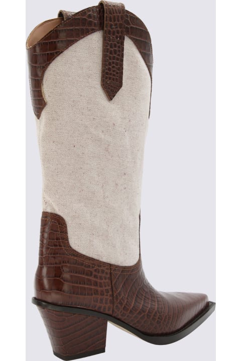 Fashion for Women Paris Texas White And Brown Leather Rosario Boots
