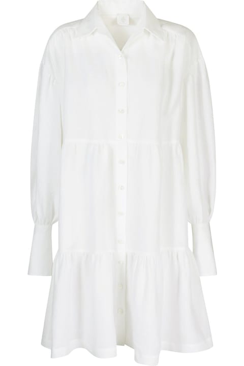 ウィメンズ ウェア Eleventy Short White Dress With Long Sleeves
