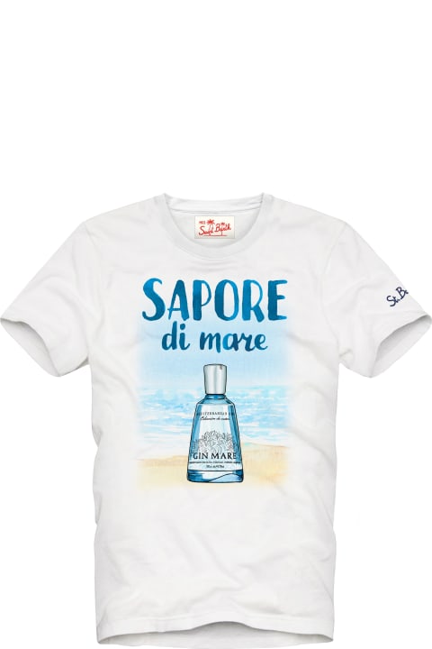 Homeware MC2 Saint Barth Man Cotton T-shirt With Gin Print | Gin Mare Special Edition