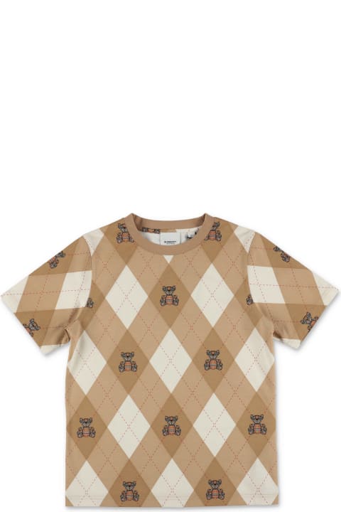 Burberry T-Shirts & Polo Shirts for Boys Burberry Burberry T-shirt Cedar Bear Beige In Jersey Di Cotone Bambino