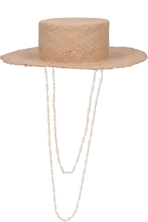Ruslan Baginskiy Accessories for Women Ruslan Baginskiy Raffia Hat With Chain