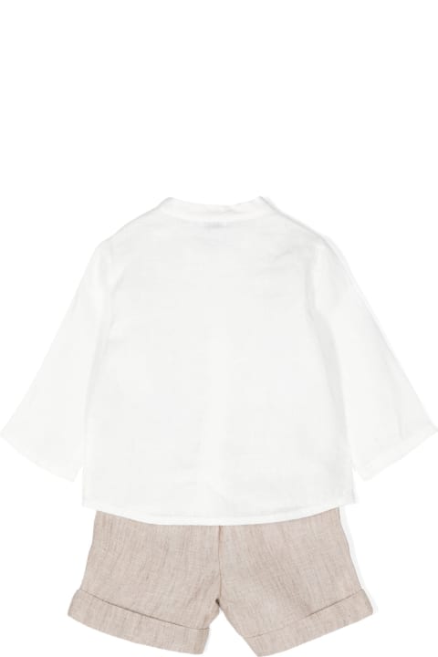 Il Gufo Bodysuits & Sets for Baby Boys Il Gufo Beige And White Linen Two Piece Set