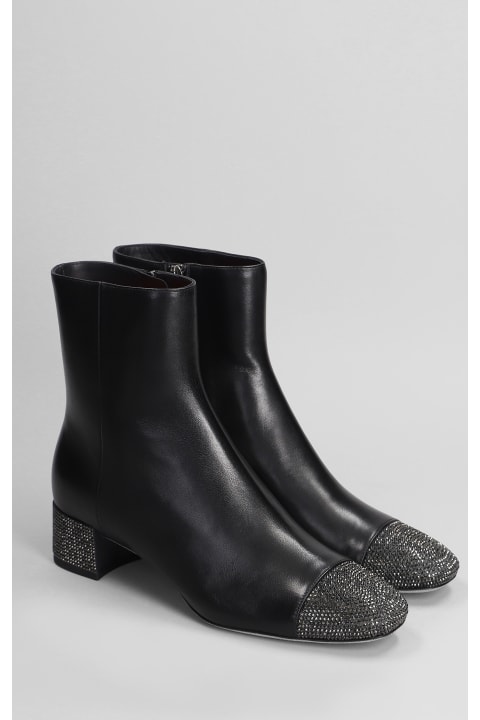 René Caovilla Boots for Women René Caovilla Bonnie Low Heels Ankle Boots In Black Leather