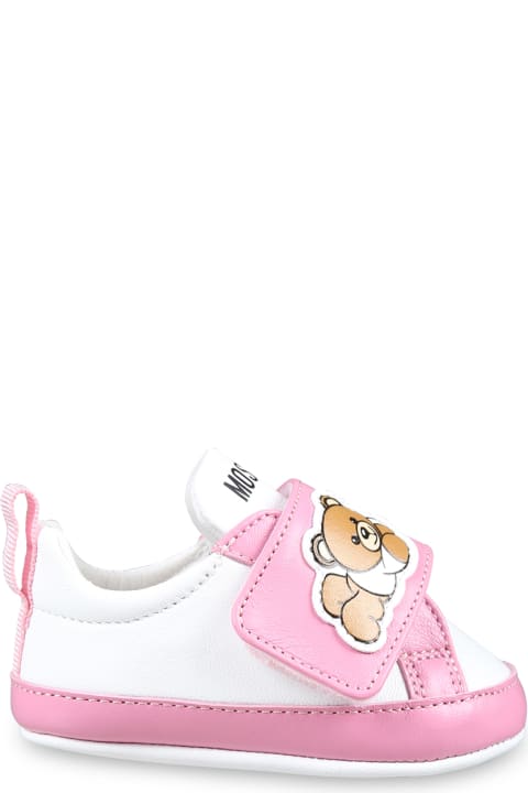 Shoes for Baby Girls Moschino Pink Sneakers For Baby Girl With Teddy Bear