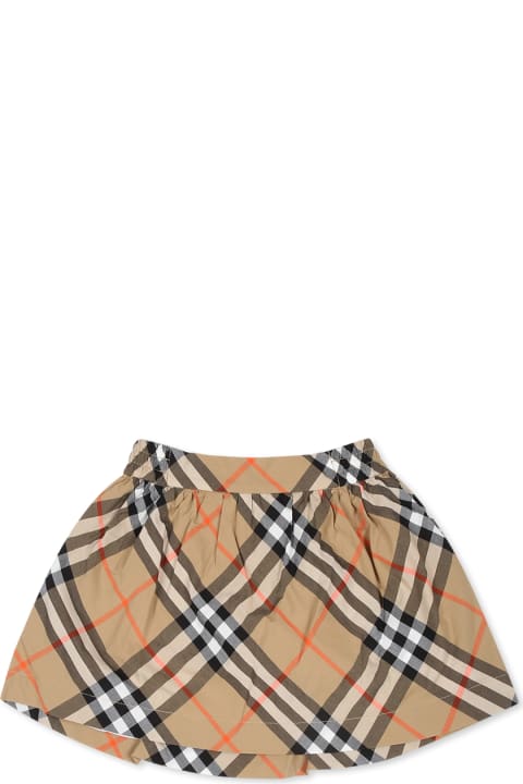 ベビーガールズ ボトムス Burberry Beige Skirt For Baby Girl With Vintage Check