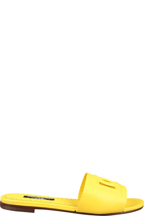ボーイズ シューズ Dolce & Gabbana Yellow Sandals For Girl With Logo