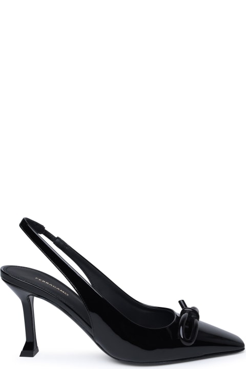 Ferragamo High-Heeled Shoes for Women Ferragamo Black Patent Leather Sling Back