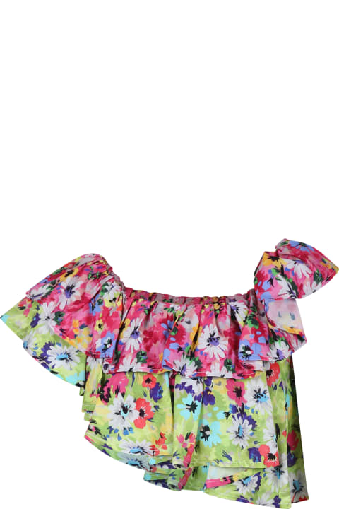 Fashion for Kids MSGM Fuchsia Crop Top For Girl With Floral Print