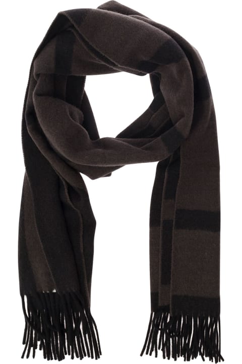 Scarves & Wraps for Women Totême Brown Scarf With Jacquard Logo In Wool Woman