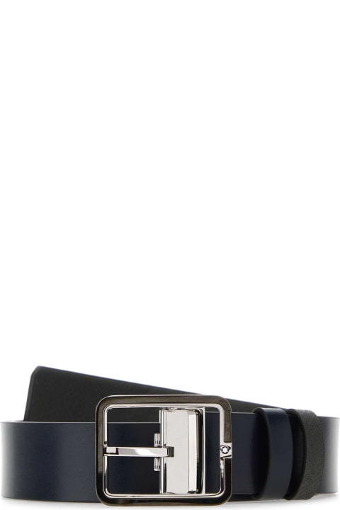 Montblanc Belts for Women Montblanc Midnight Blue Leather Reversible Belt